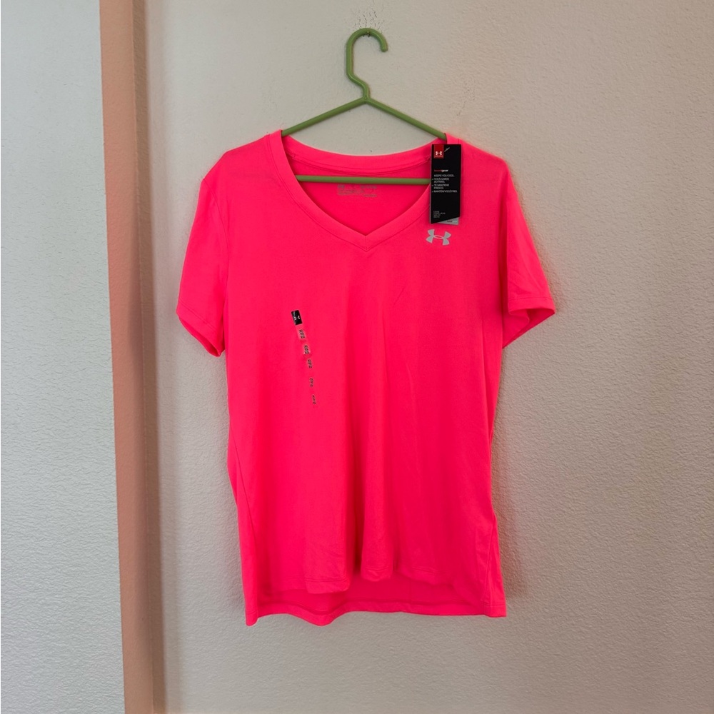 Under Armour Women's Neon Pink V-Neck Tee
